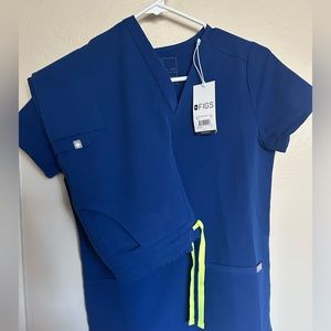 Figs scrubs electric blue xxs